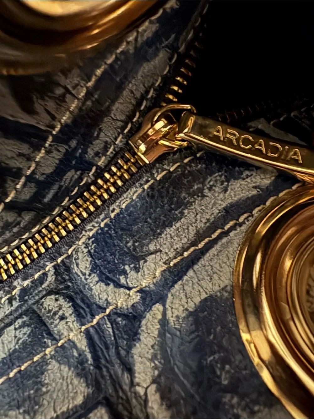 Arcadia Blue Croc-Embossed Tote Bag